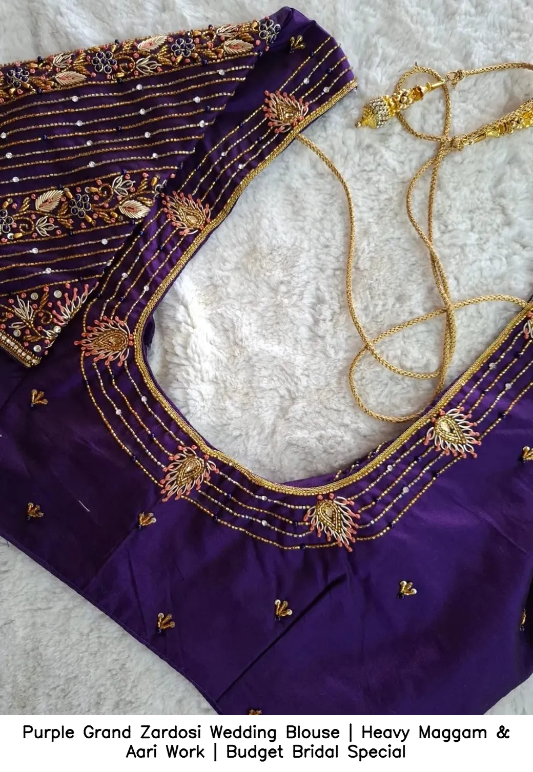 Purple Grand Zardosi Wedding Blouse | Heavy Maggam & Aari Work | Budget Bridal Special