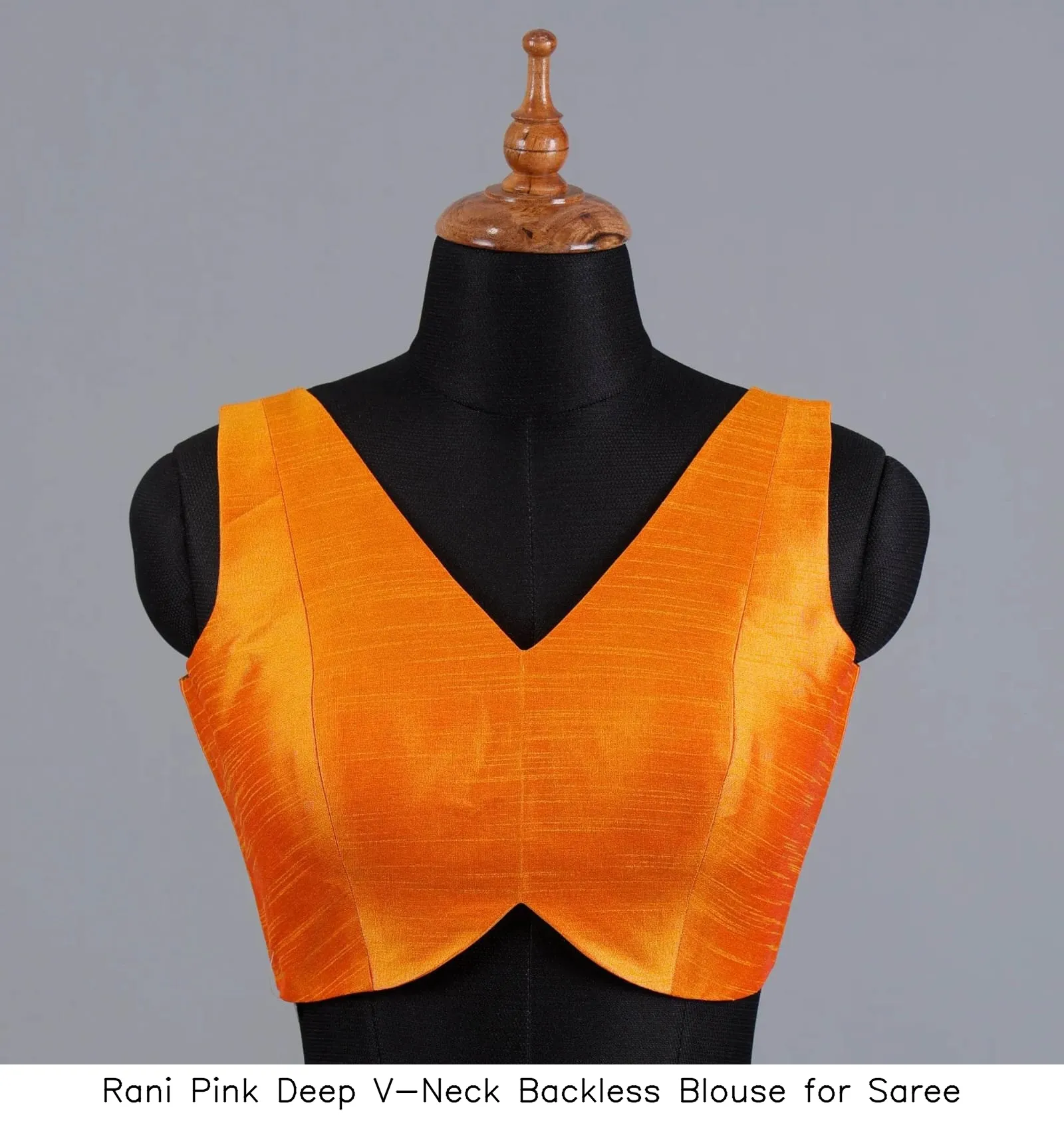 Rani Pink Deep V-Neck Backless Blouse for Saree - Image 3