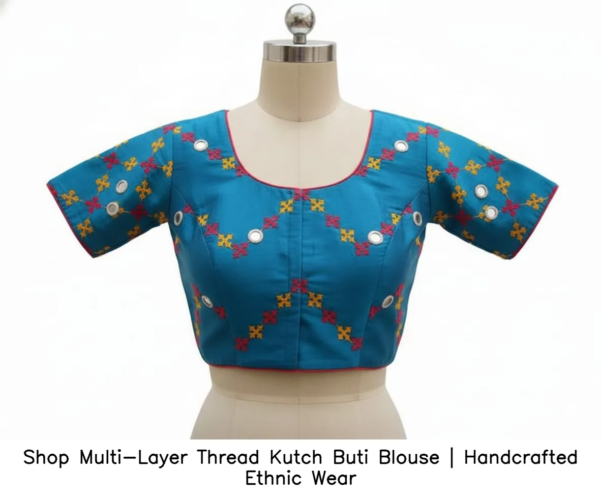 Shop Multi-Layer Thread Kutch Buti Blouse | Handcrafted Ethnic Wear