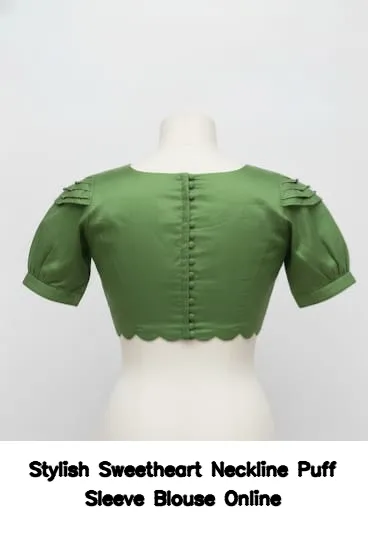 Stylish Sweetheart Neckline Puff Sleeve Blouse Online