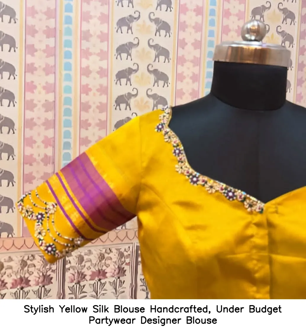 Stylish Yellow Silk Blouse – Handcrafted, Under Budget Partywear Designer Blouse