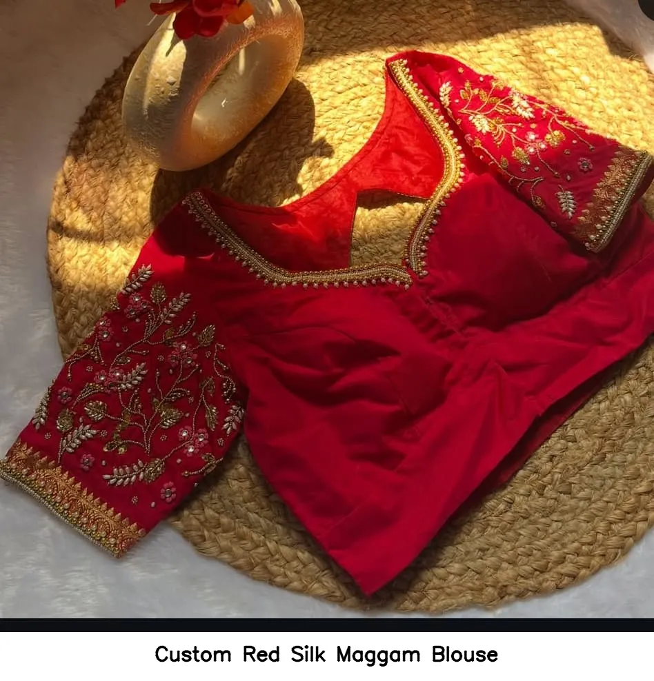Custom Red Silk Maggam Blouse