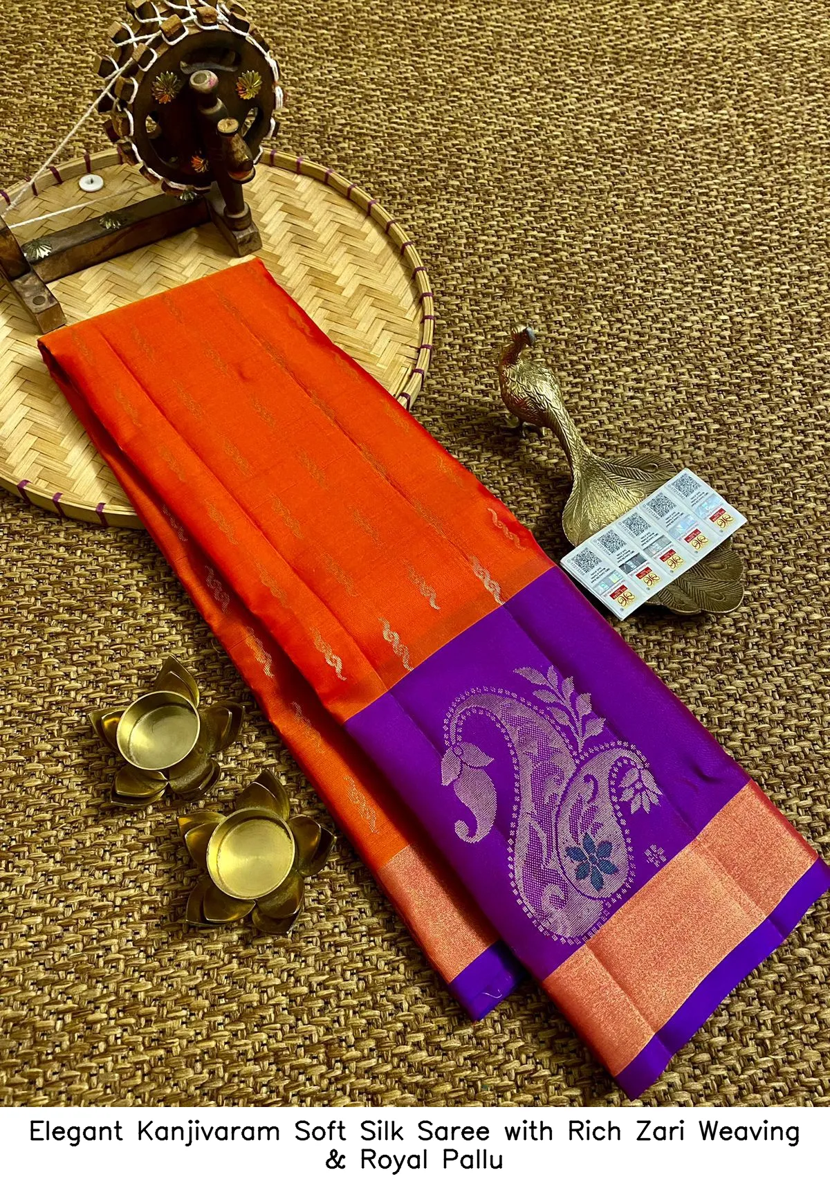 Elegant Kanjivaram Soft Silk Saree with Rich Zari Weaving & Royal Pallu