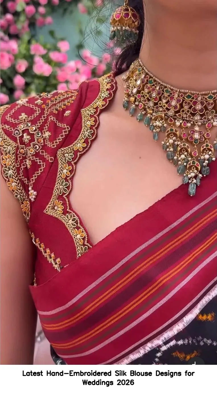 Latest Hand-Embroidered Silk Blouse Designs for Weddings 2026