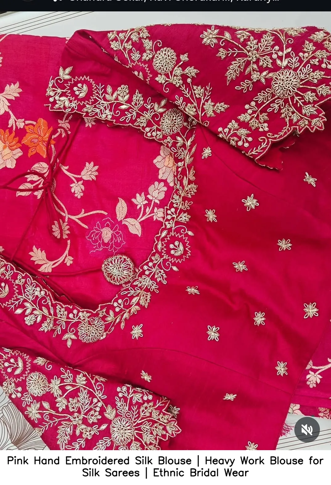 Pink Hand Embroidered Silk Blouse | Heavy Work Blouse for Silk Sarees | Ethnic Bridal Wear - Image 3