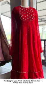 customized long frock with maggam work for weddings Hyderabad