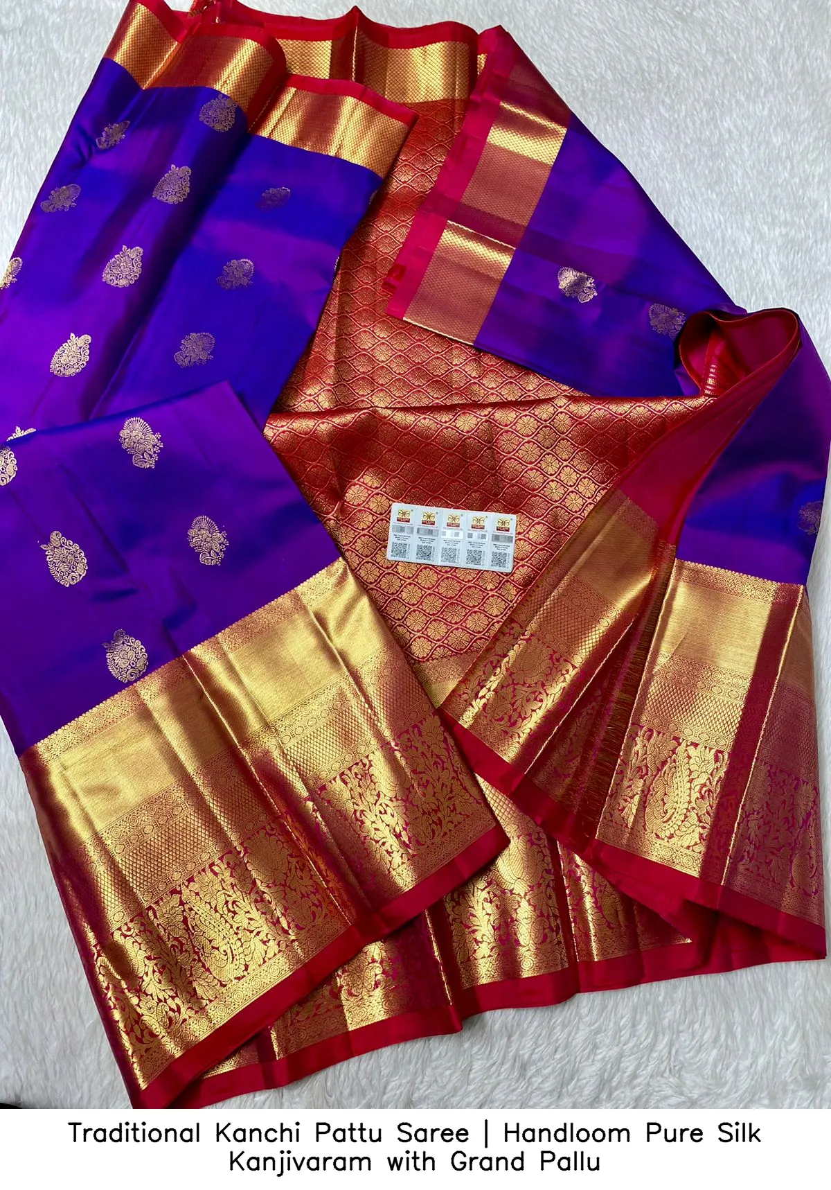 Traditional Kanchi Pattu Saree | Handloom Pure Silk Kanjivaram with Grand Pallu