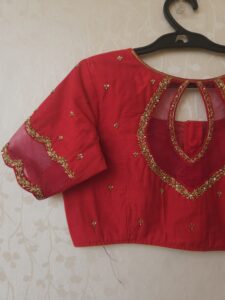 Red Bridal Sheer Net Aari Blouse Online