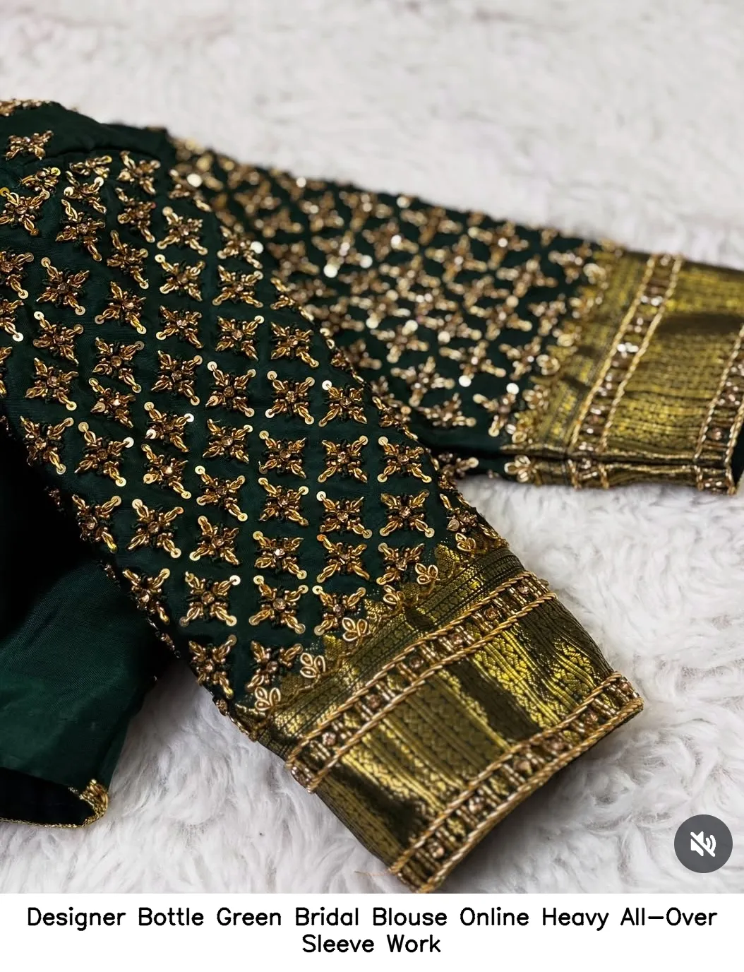 Designer Bottle Green Bridal Blouse Online – Heavy All-Over Sleeve Work