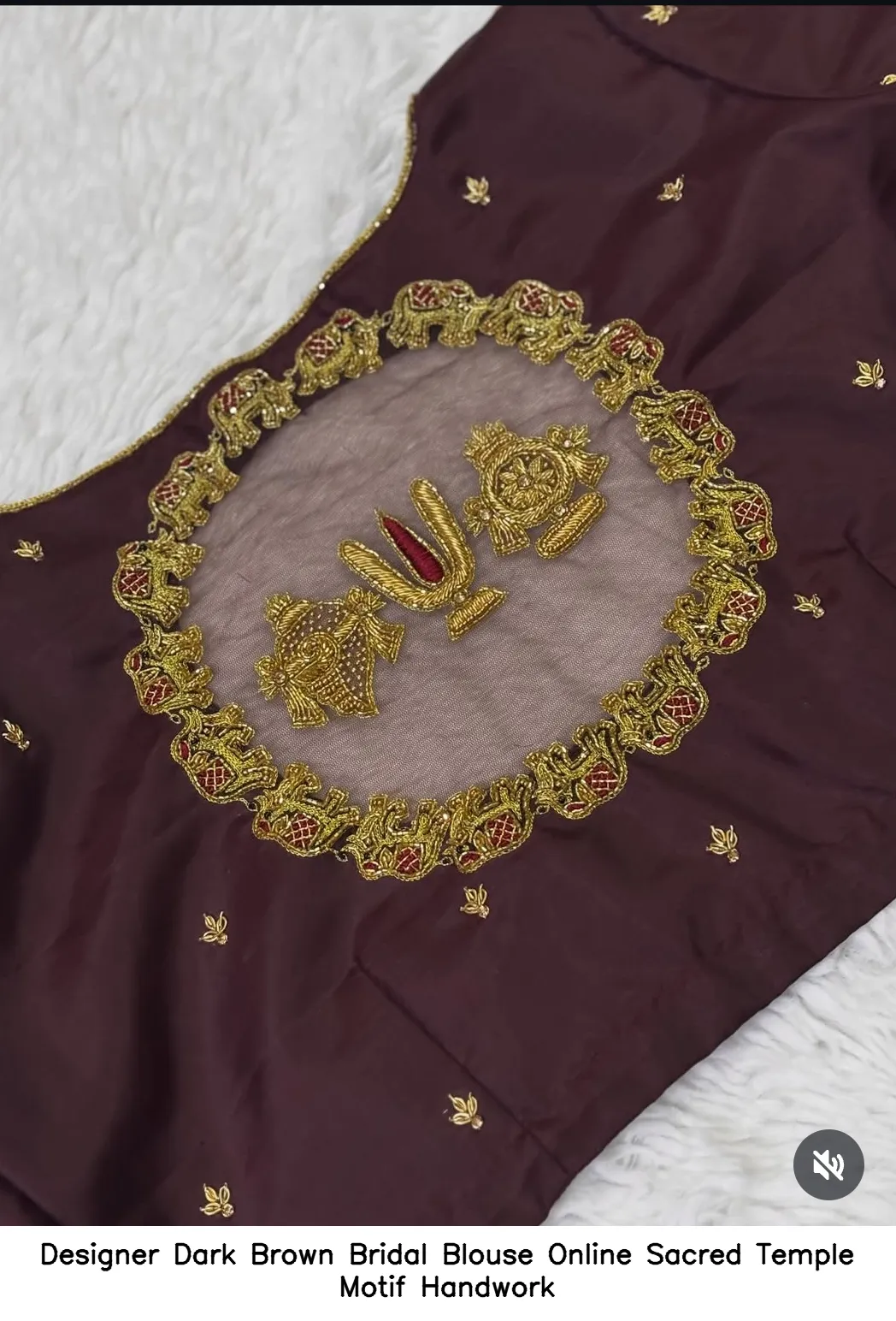 Designer Dark Brown Bridal Blouse Online – Sacred Temple Motif Handwork