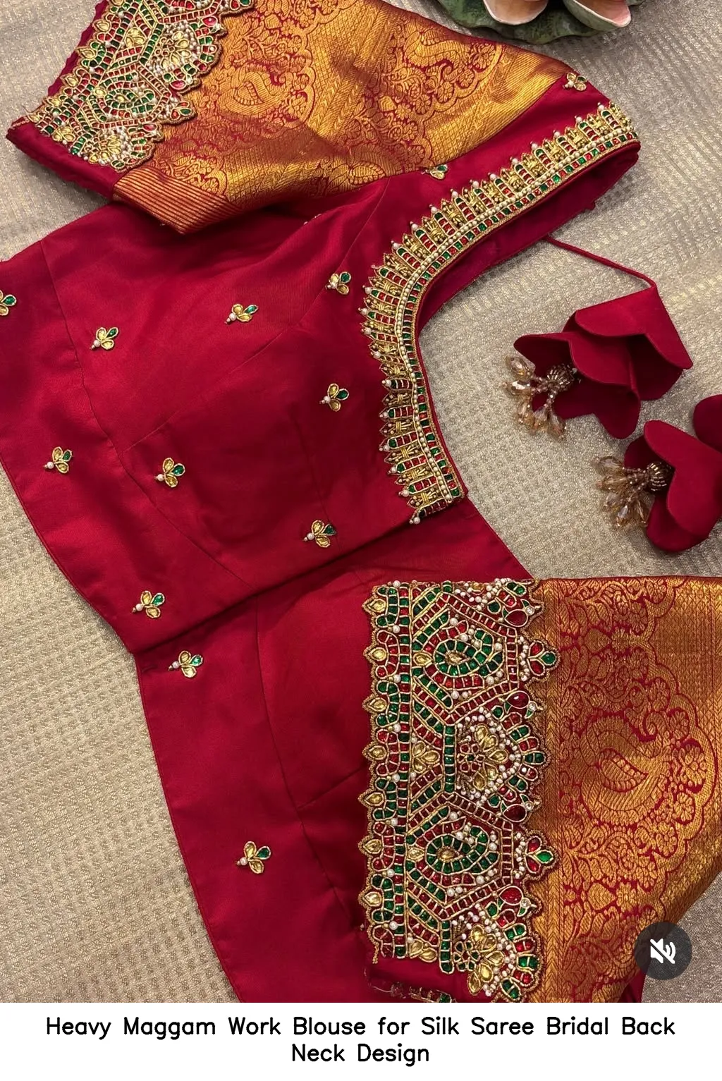Heavy Maggam Work Blouse for Silk Saree Bridal Back Neck Design