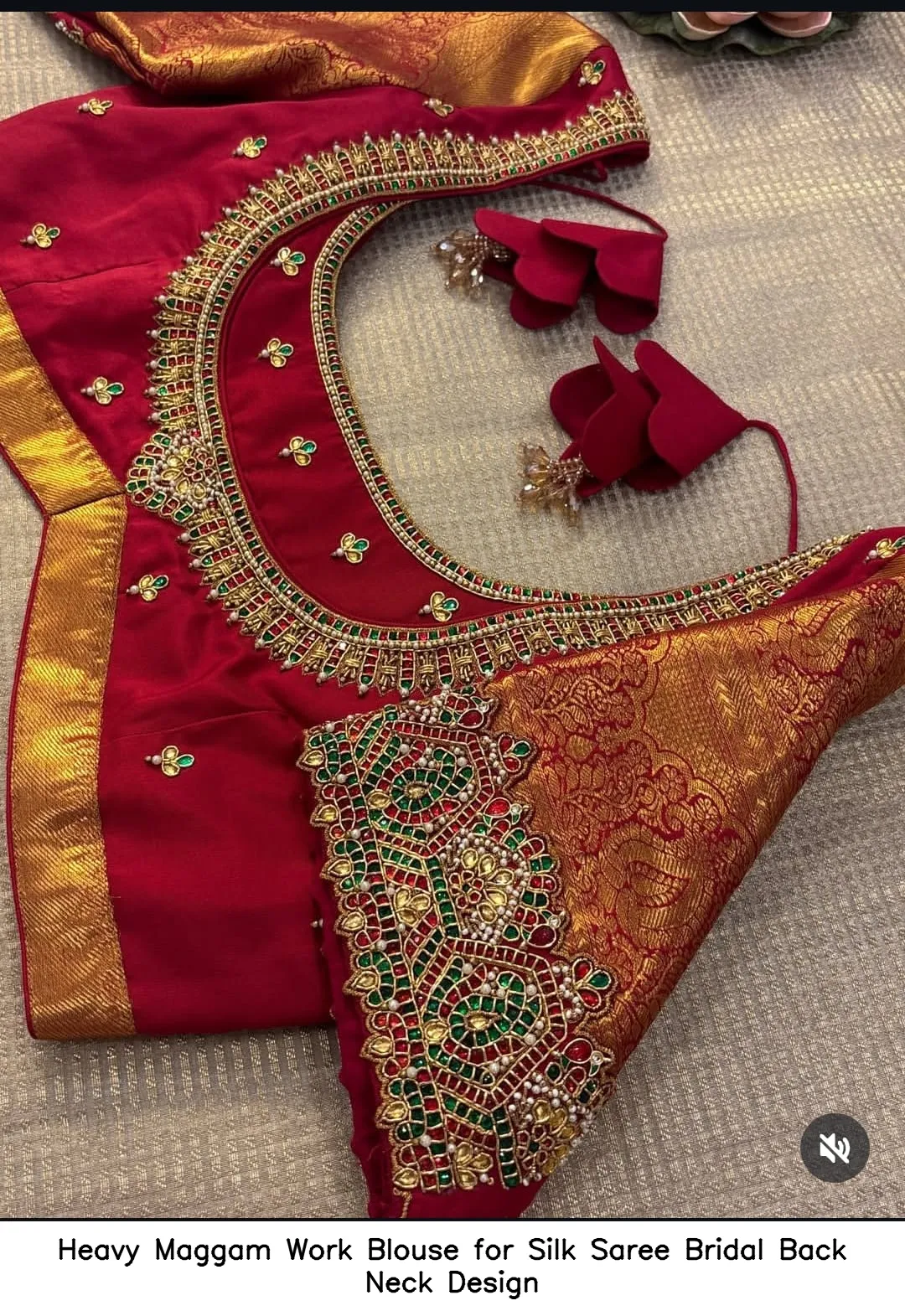 Heavy Maggam Work Blouse for Silk Saree Bridal Back Neck Design