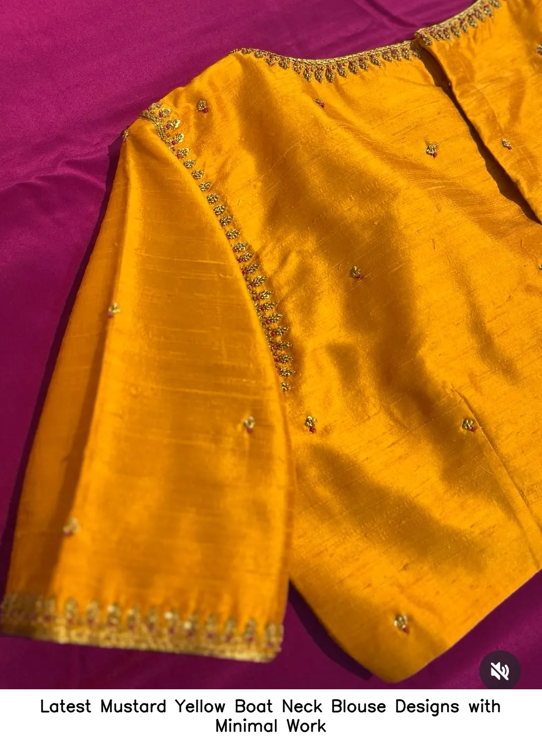 Latest Mustard Yellow Boat Neck Blouse Designs with Minimal Work