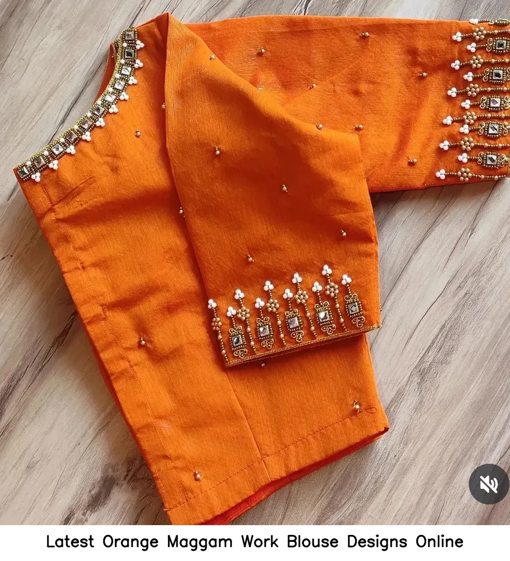Latest Orange Maggam Work Blouse Designs Online