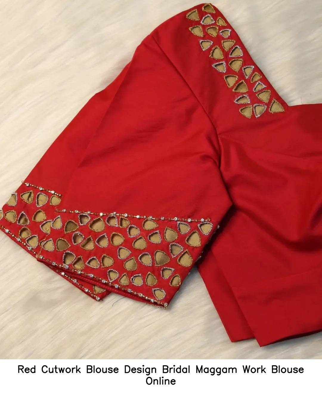 Red Cutwork Blouse Design Bridal Maggam Work Blouse Online