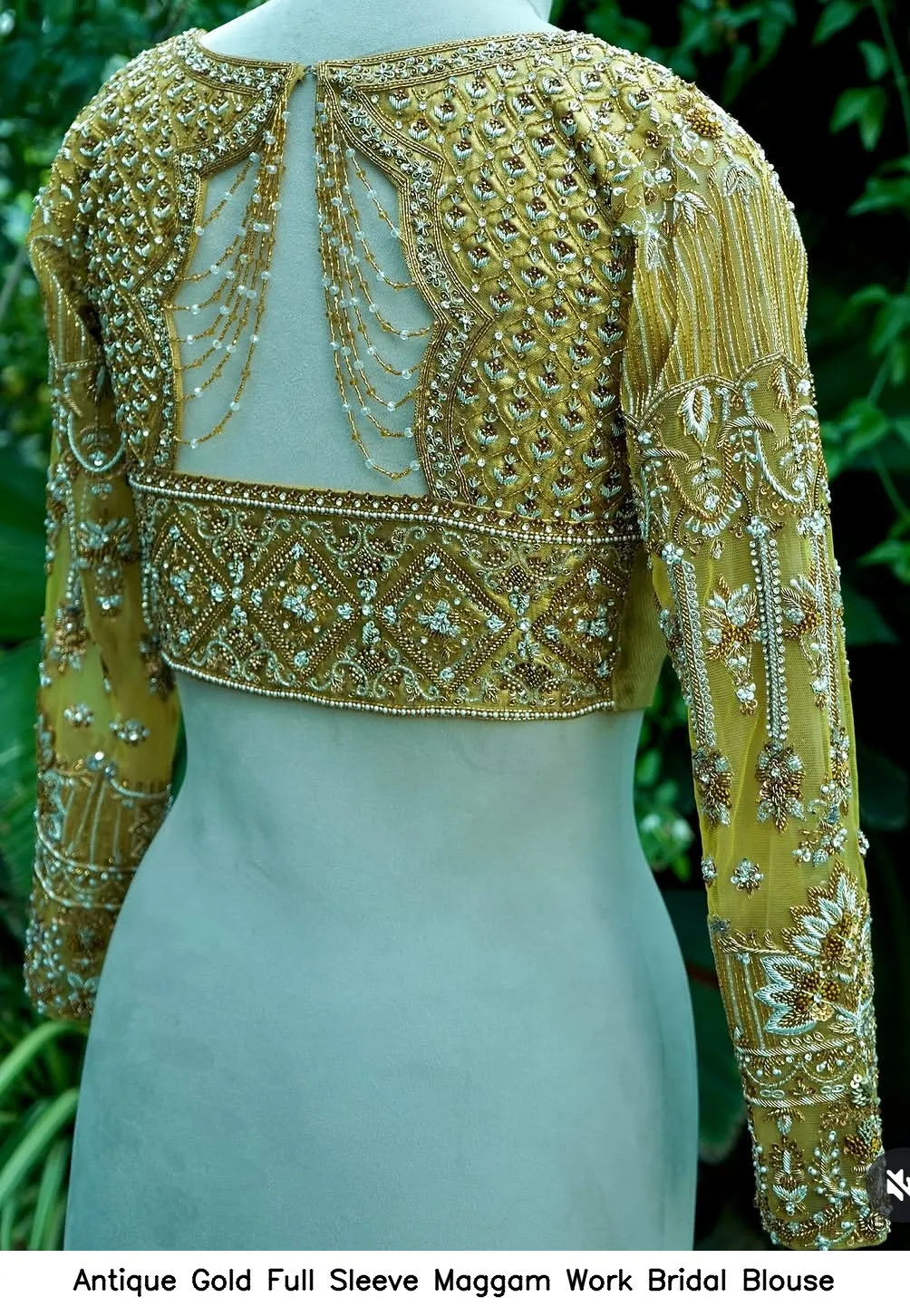 Antique Gold Full Sleeve Maggam Work Bridal Blouse