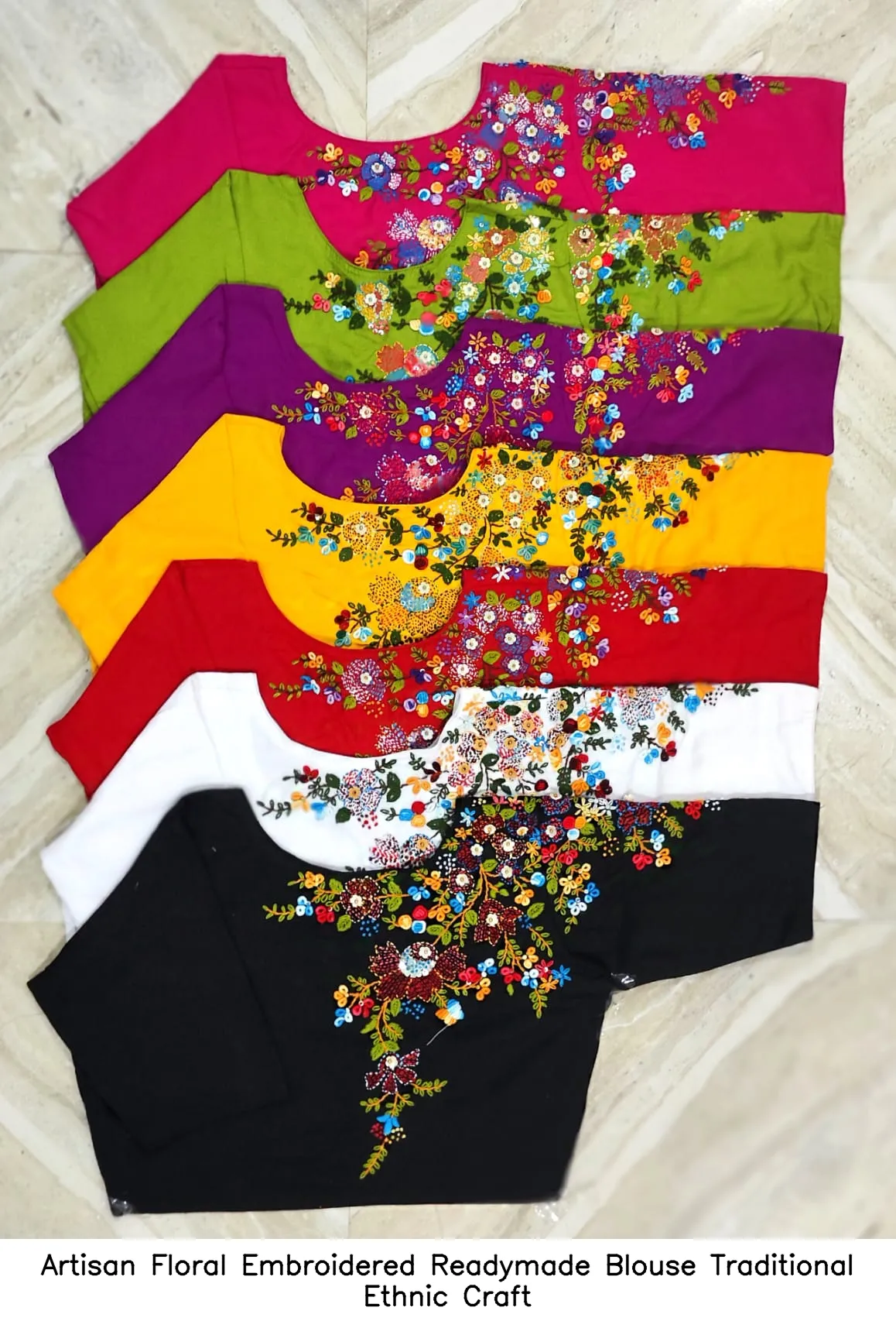 Artisan Floral Embroidered Readymade Blouse – Traditional Ethnic Craft 2