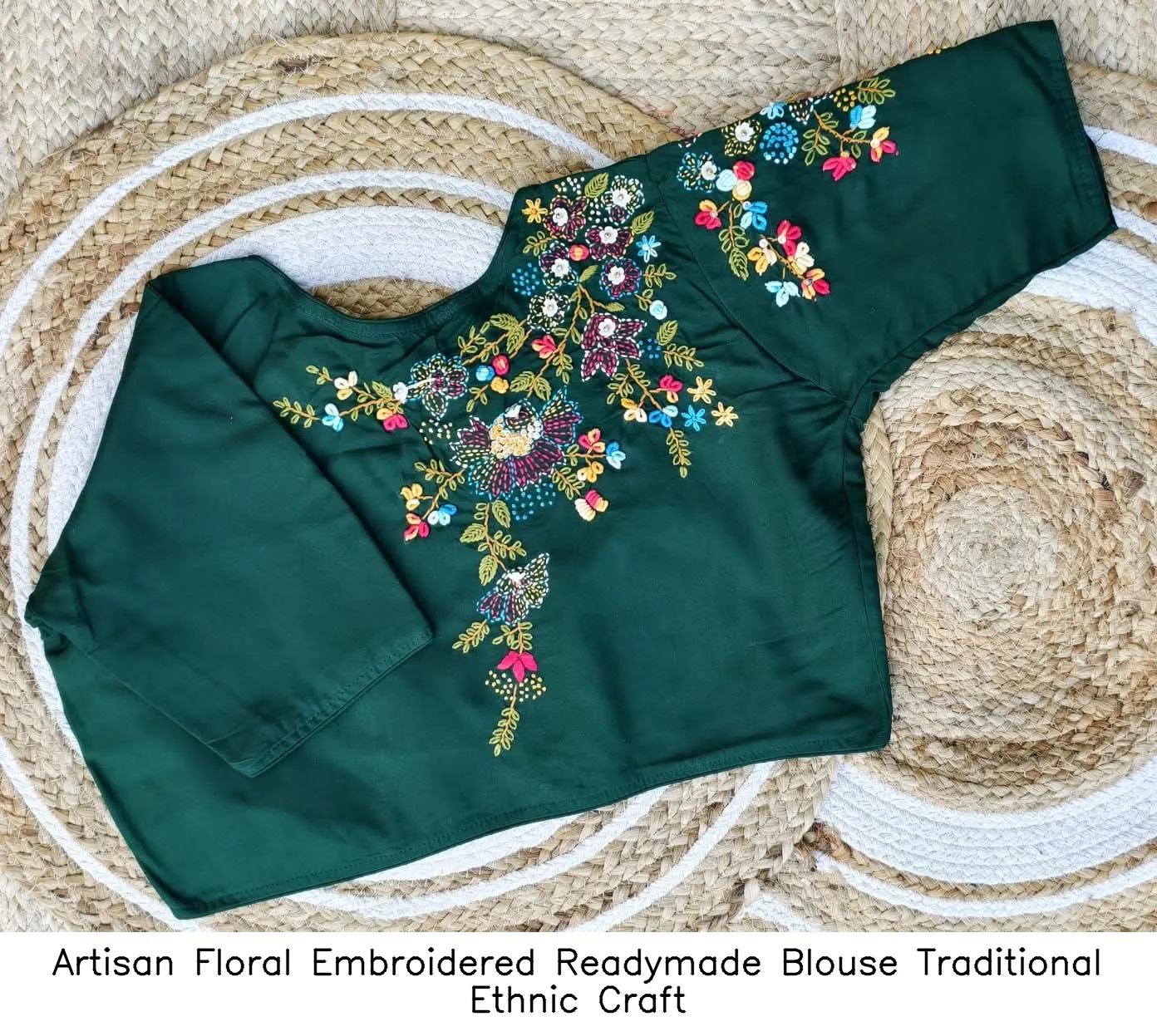 Artisan Floral Embroidered Readymade Blouse – Traditional Ethnic Craft 5