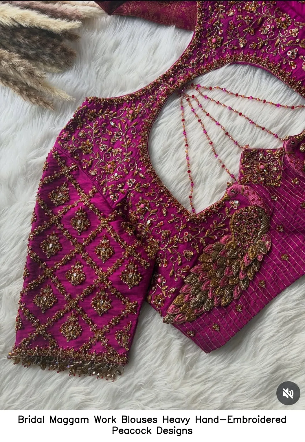 Bridal Maggam Work Blouses Heavy Hand-Embroidered Peacock Designs