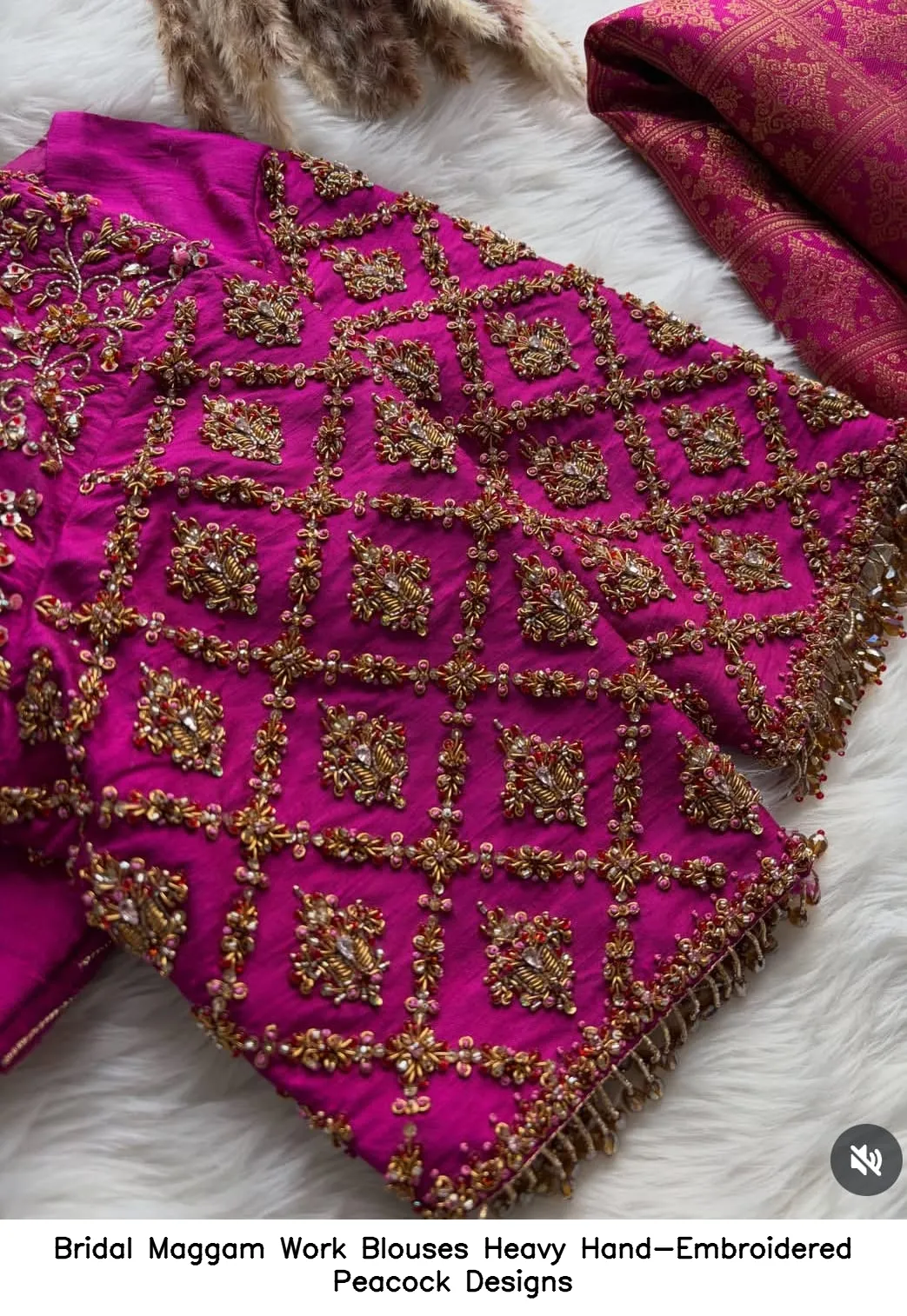 Bridal Maggam Work Blouses Heavy Hand-Embroidered Peacock Designs