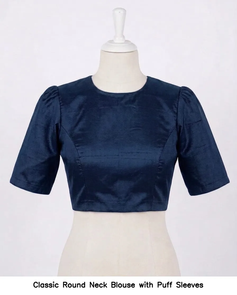 Classic Round Neck Blouse with Puff Sleeves 4