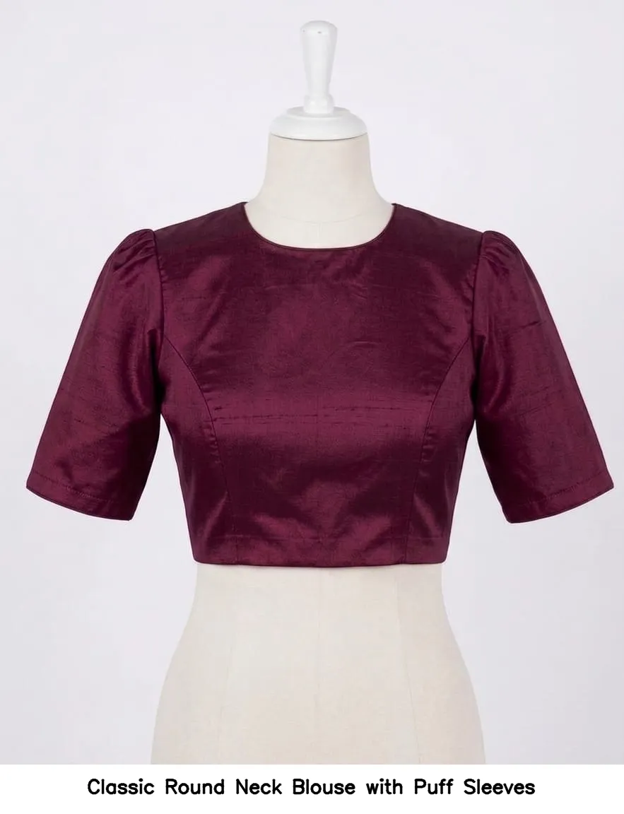 Classic Round Neck Blouse with Puff Sleeves 5