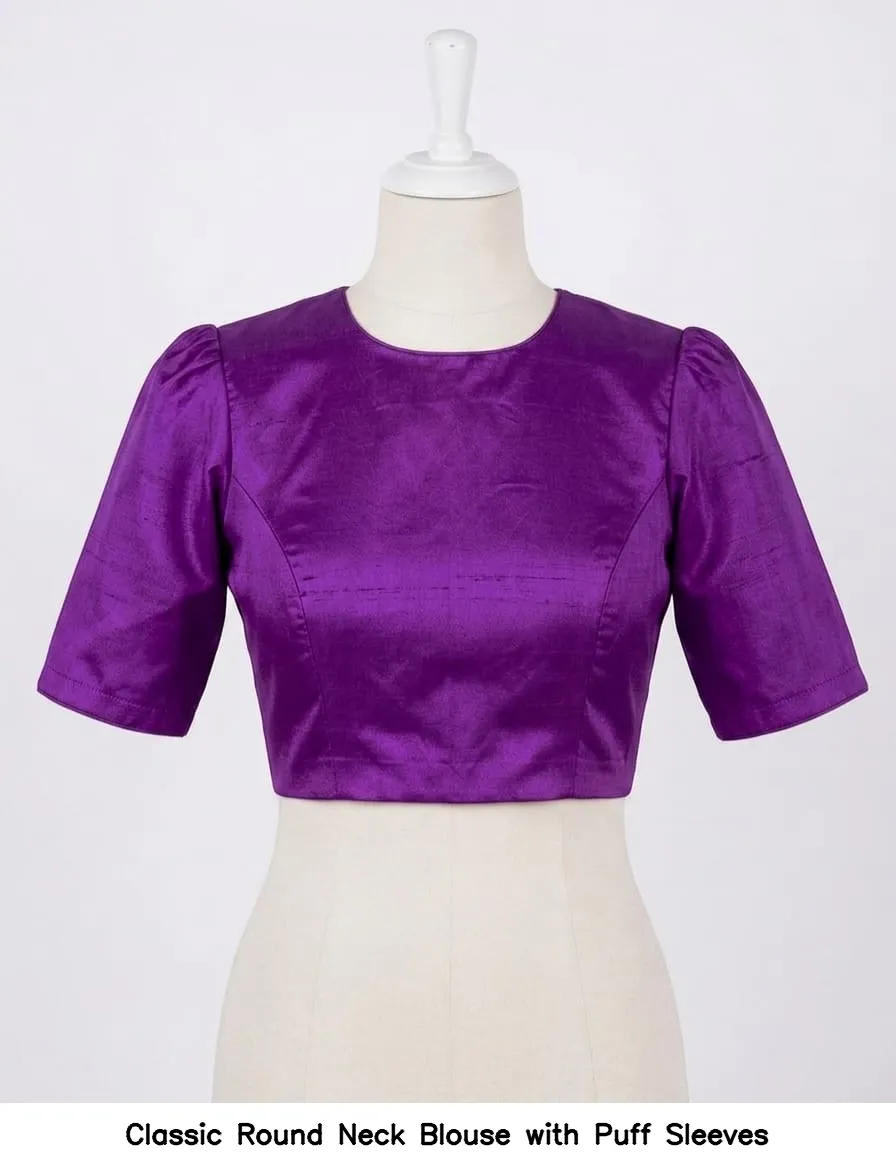 Classic Round Neck Blouse with Puff Sleeves 6