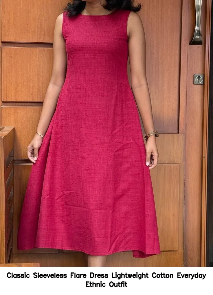 Classic Sleeveless Flare Dress – Lightweight Cotton Everyday Ethnic Outfit