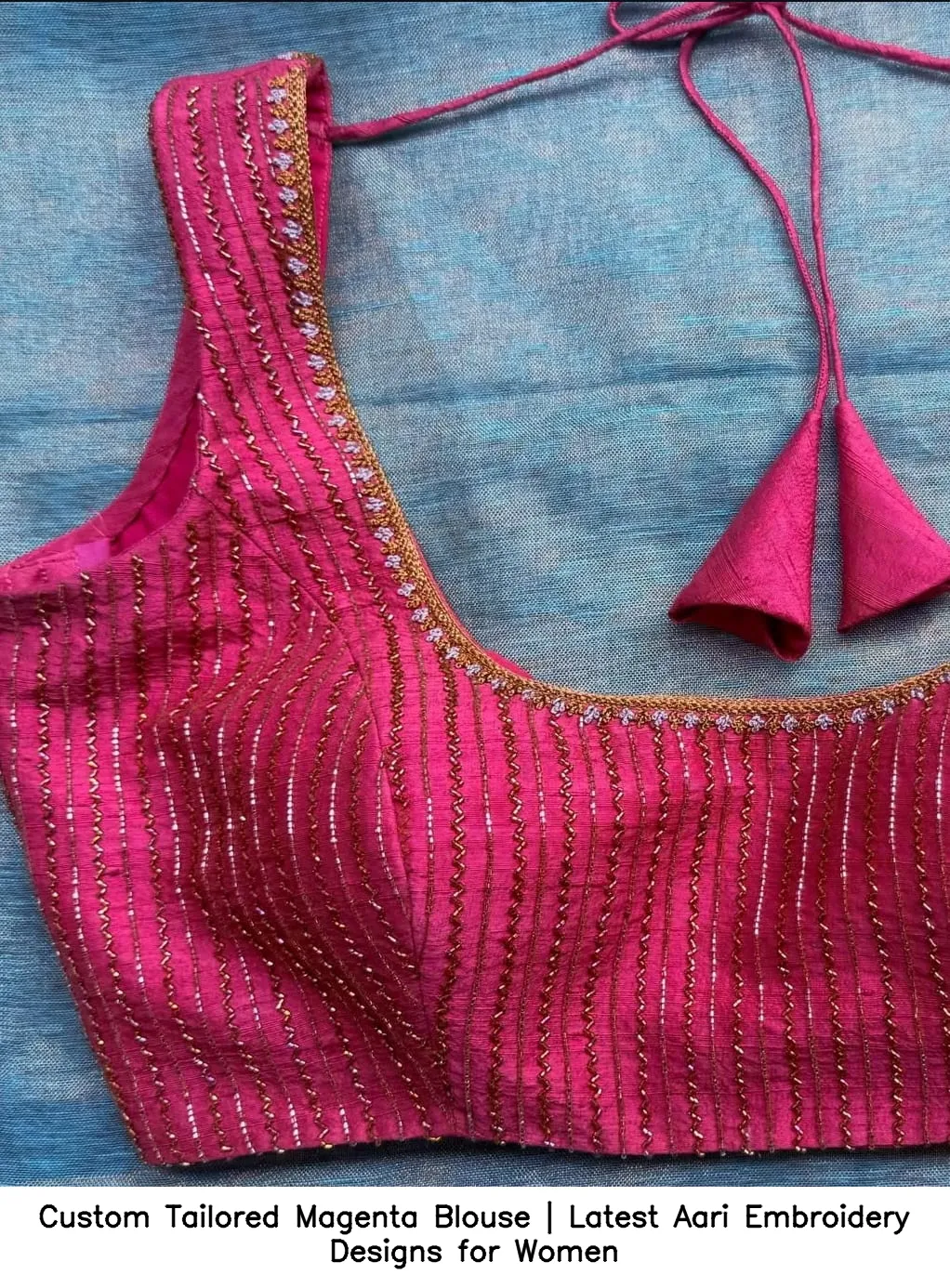 Custom Tailored Magenta Blouse | Latest Aari Embroidery Designs for Women