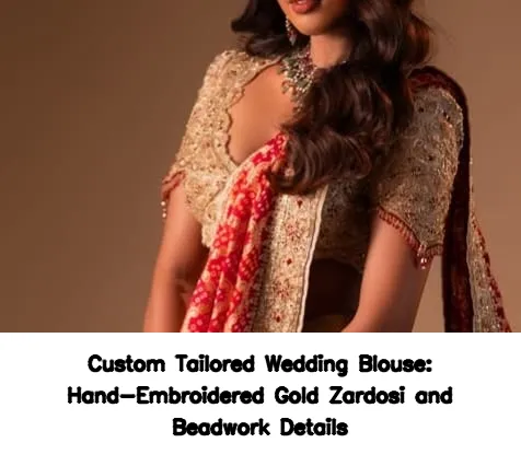 Custom Tailored Wedding Blouse: Hand-Embroidered Gold Zardosi and Beadwork Details
