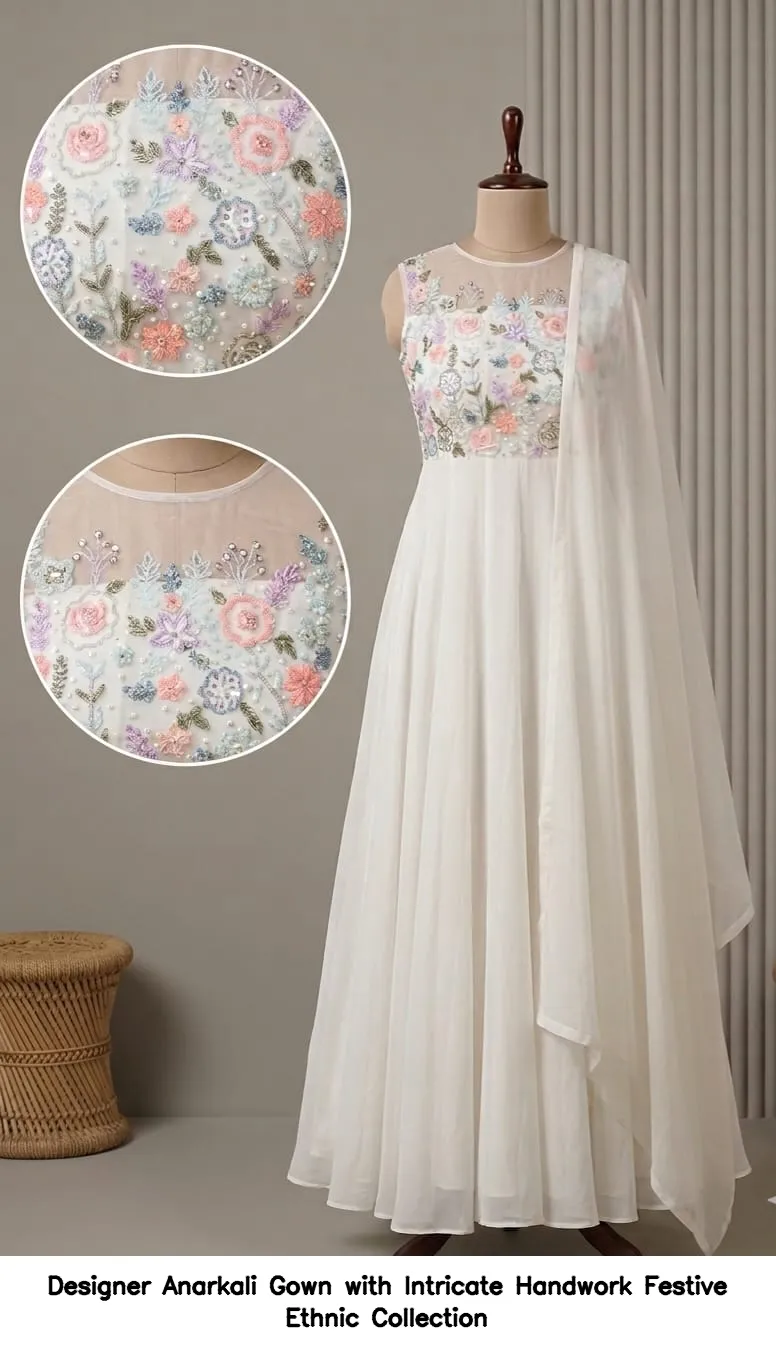 Designer Anarkali Gown with Intricate Handwork – Festive Ethnic Collection