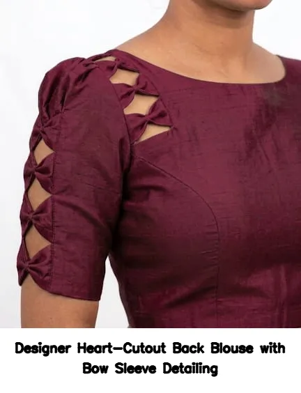 Designer Heart-Cutout Back Blouse with Bow Sleeve Detailing 3