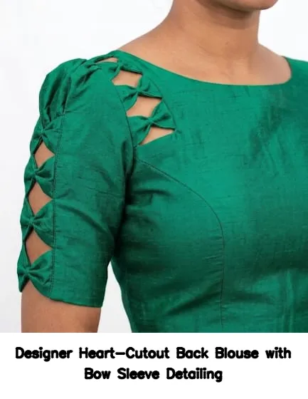 Designer Heart-Cutout Back Blouse with Bow Sleeve Detailing 4