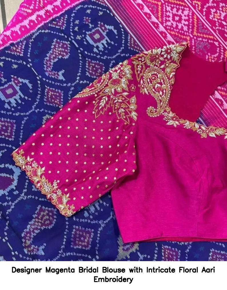 Designer Magenta Bridal Blouse with Intricate Floral Aari Embroidery 4