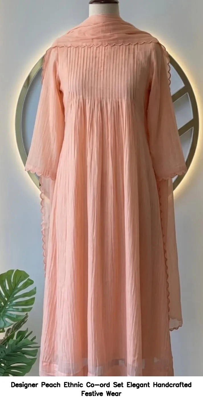 Designer Peach Ethnic Co-ord Set – Elegant Handcrafted Festive Wear