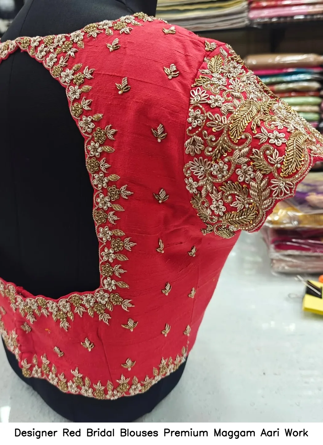 Designer Red Bridal Blouses Premium Maggam Aari Work