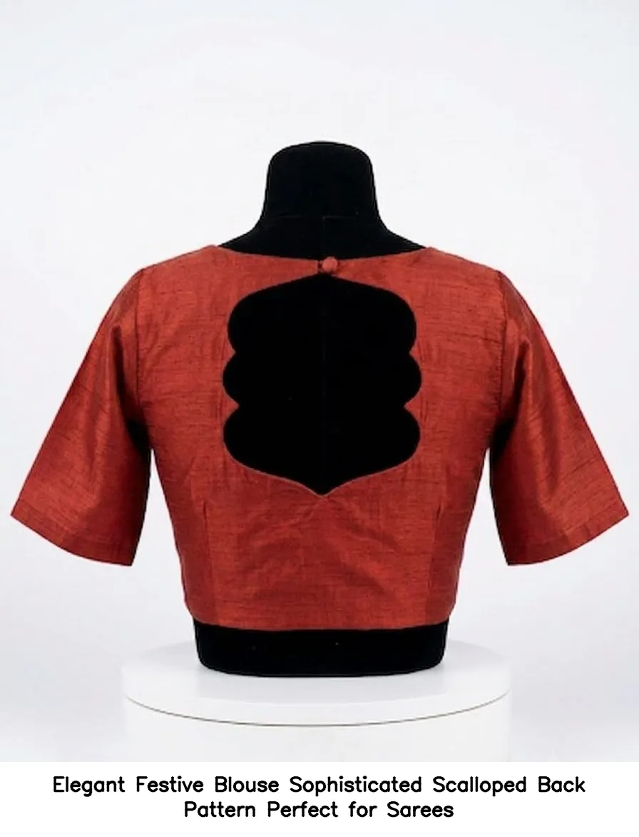 Elegant Festive Blouse – Sophisticated Scalloped Back Pattern – Perfect for Sarees