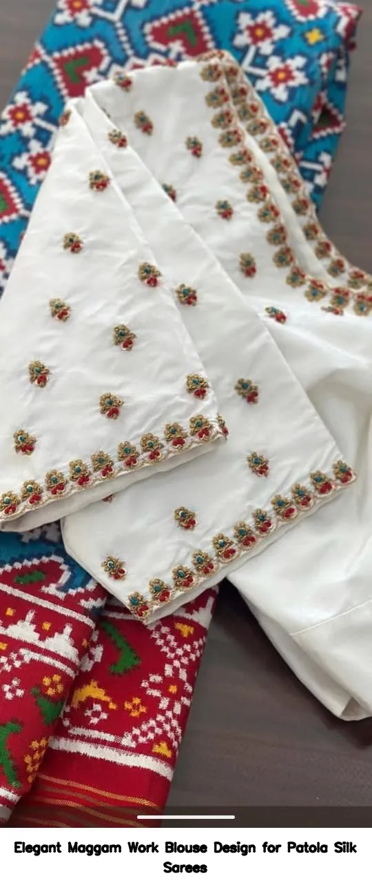 Elegant Maggam Work Blouse Design for Patola Silk Sarees