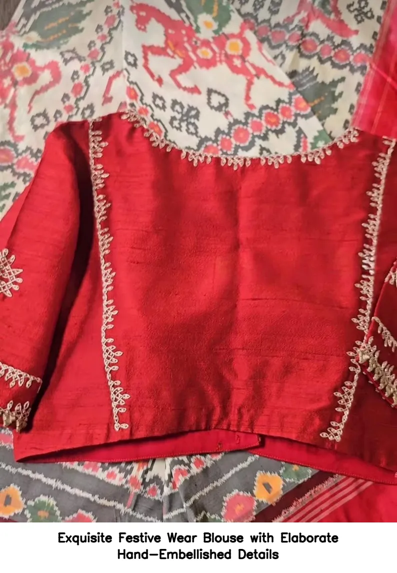 Exquisite Festive Wear Blouse with Elaborate Hand-Embellished Details