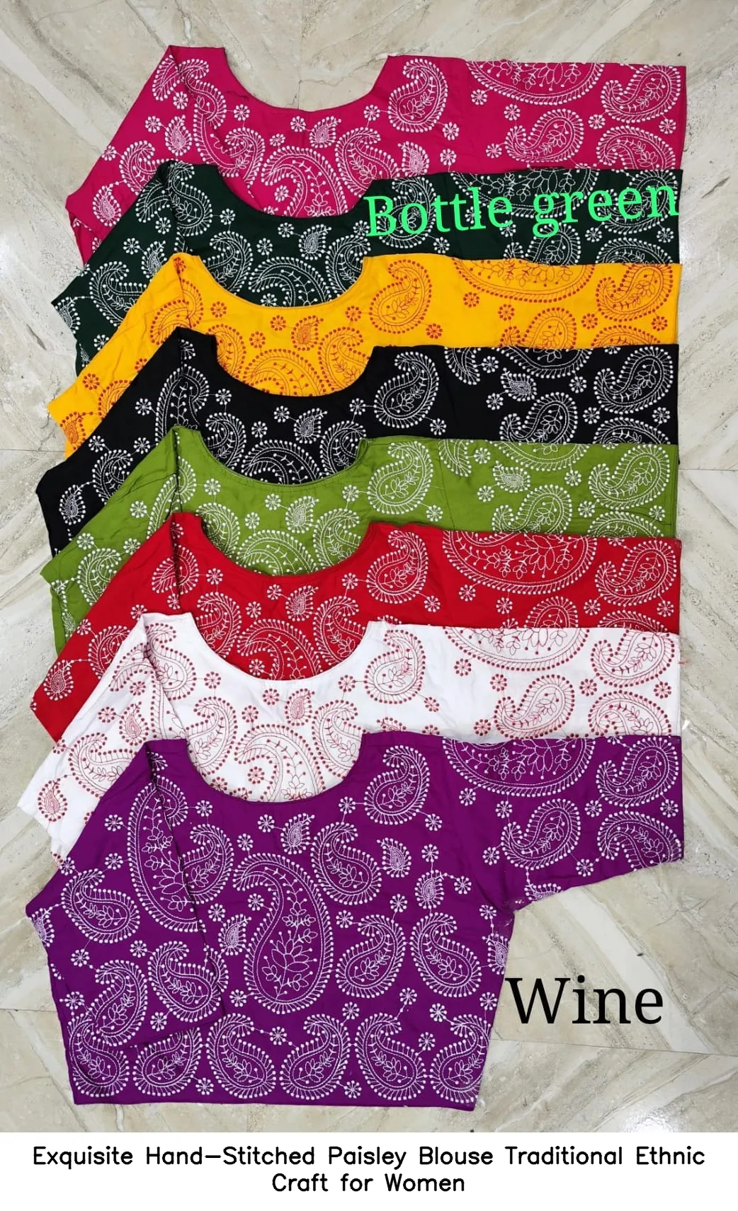 Exquisite Hand-Stitched Paisley Blouse – Traditional Ethnic Craft for Women