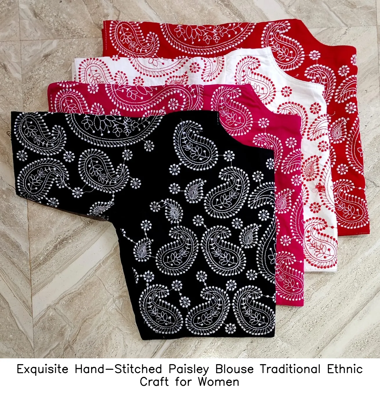 Exquisite Hand-Stitched Paisley Blouse – Traditional Ethnic Craft for Women 10