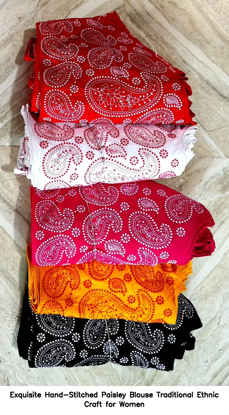 Exquisite Hand-Stitched Paisley Blouse – Traditional Ethnic Craft for Women 3