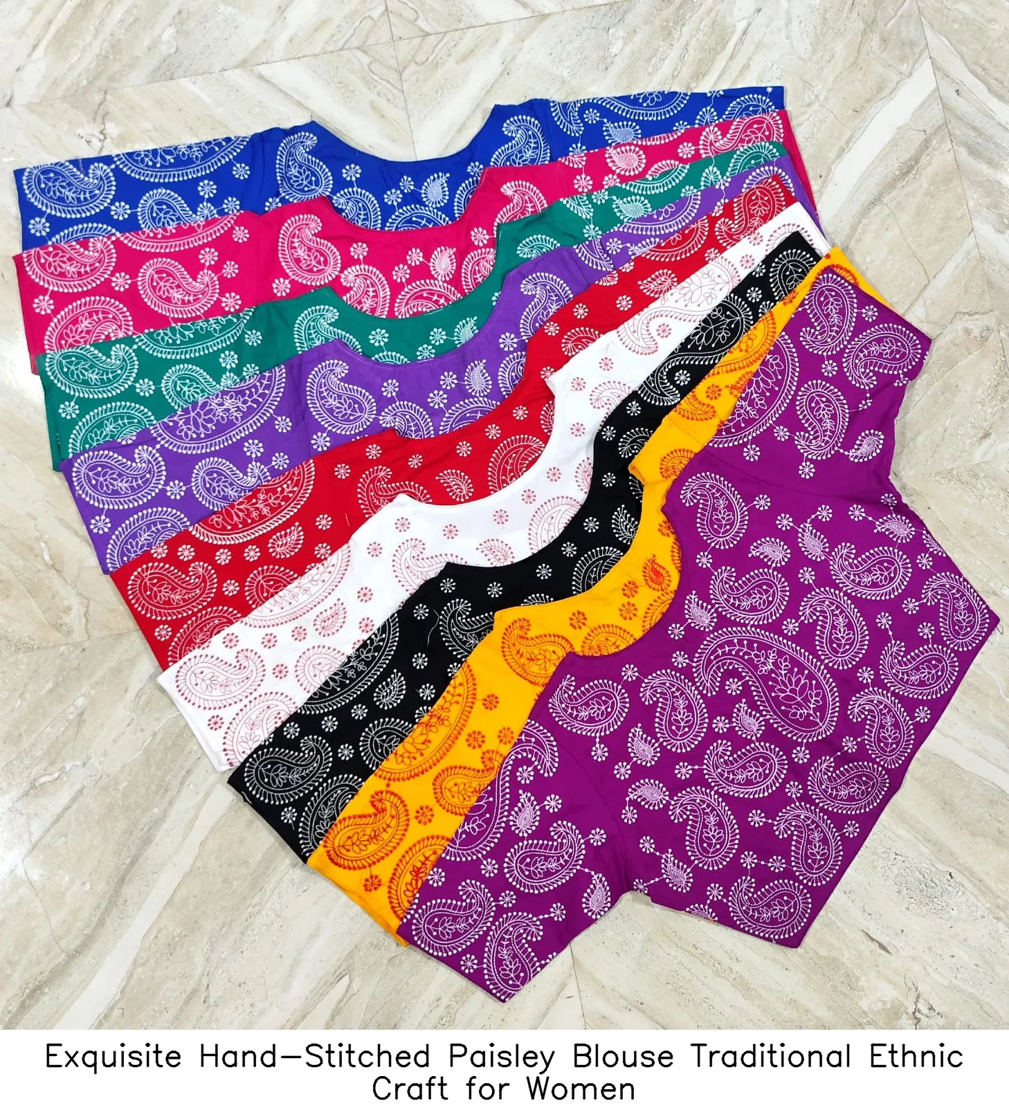 Exquisite Hand-Stitched Paisley Blouse – Traditional Ethnic Craft for Women 5