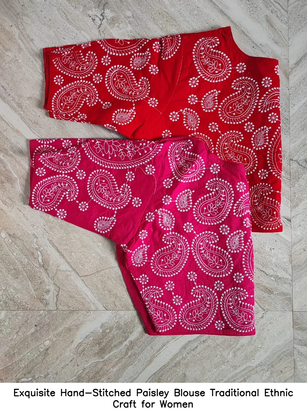 Exquisite Hand-Stitched Paisley Blouse – Traditional Ethnic Craft for Women 6
