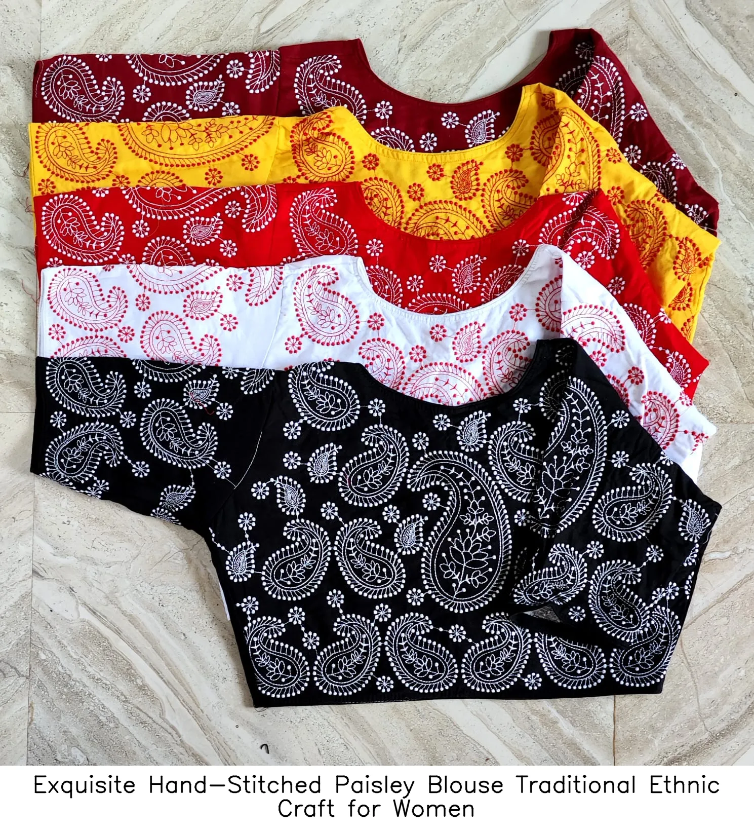 Exquisite Hand-Stitched Paisley Blouse – Traditional Ethnic Craft for Women 7