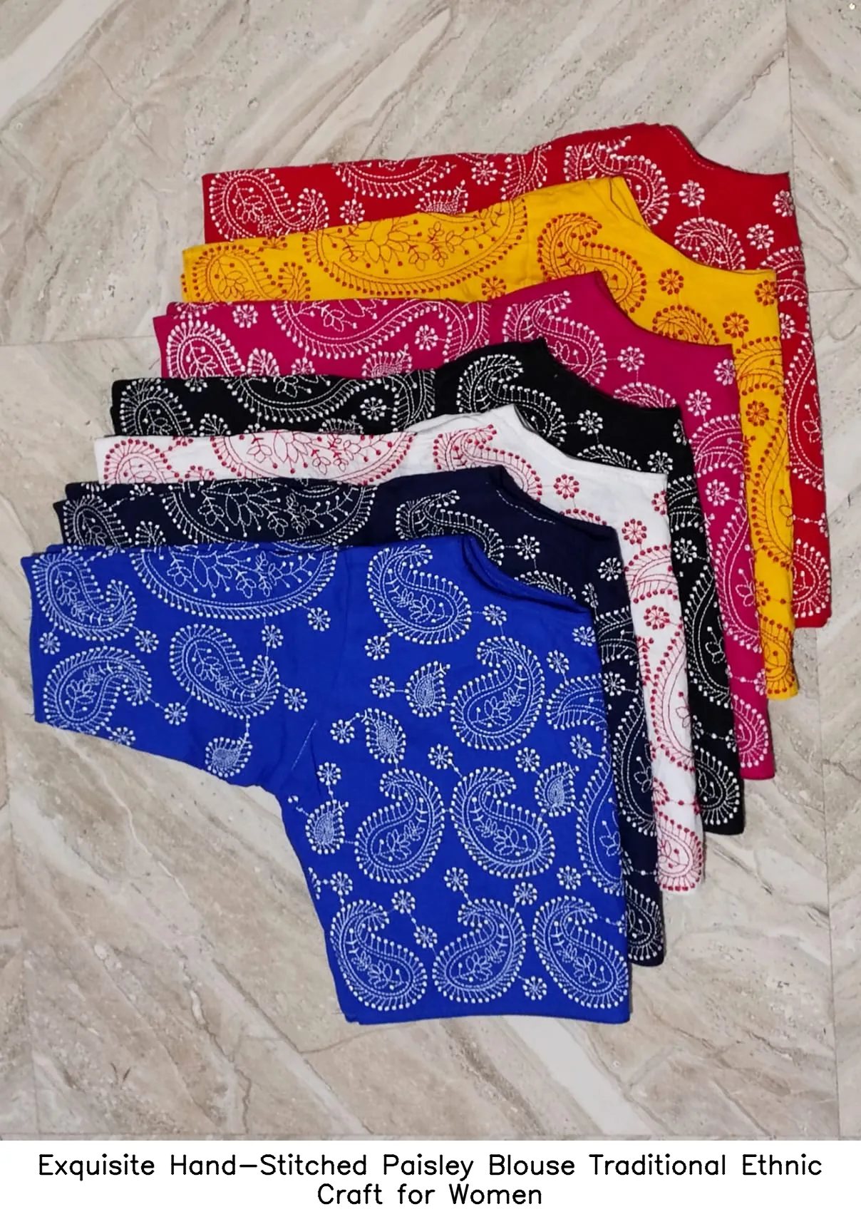 Exquisite Hand-Stitched Paisley Blouse – Traditional Ethnic Craft for Women 8