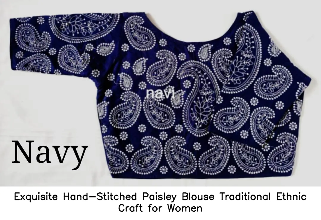 Exquisite Hand-Stitched Paisley Blouse – Traditional Ethnic Craft for Women 9