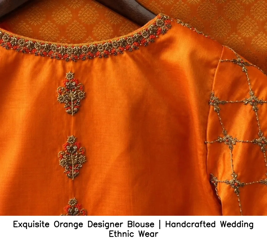 Exquisite Orange Designer Blouse | Handcrafted Wedding Ethnic Wear