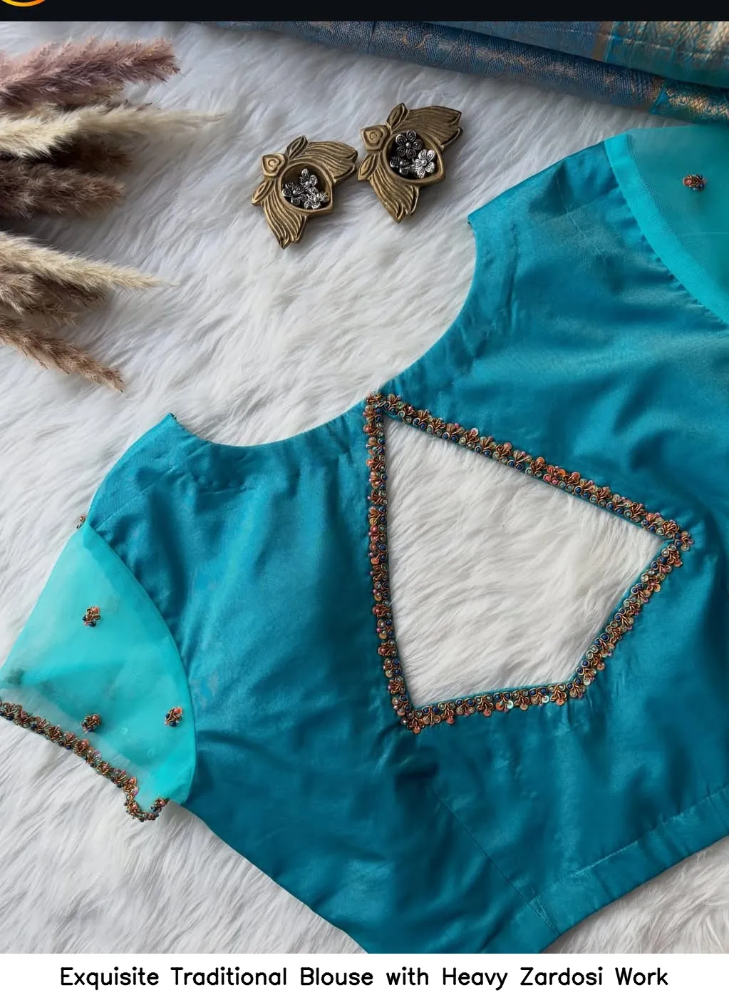 Exquisite Traditional Blouse with Heavy Zardosi Work 2