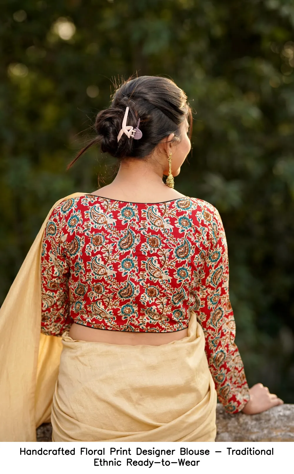 Handcrafted Floral Print Designer Blouse - Traditional Ethnic Ready-to-Wear 10